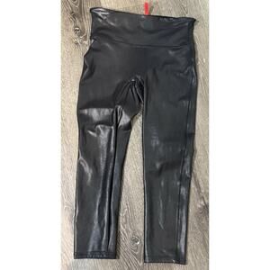 Spanx Black Faux Leather Leggings, Stretch, Small